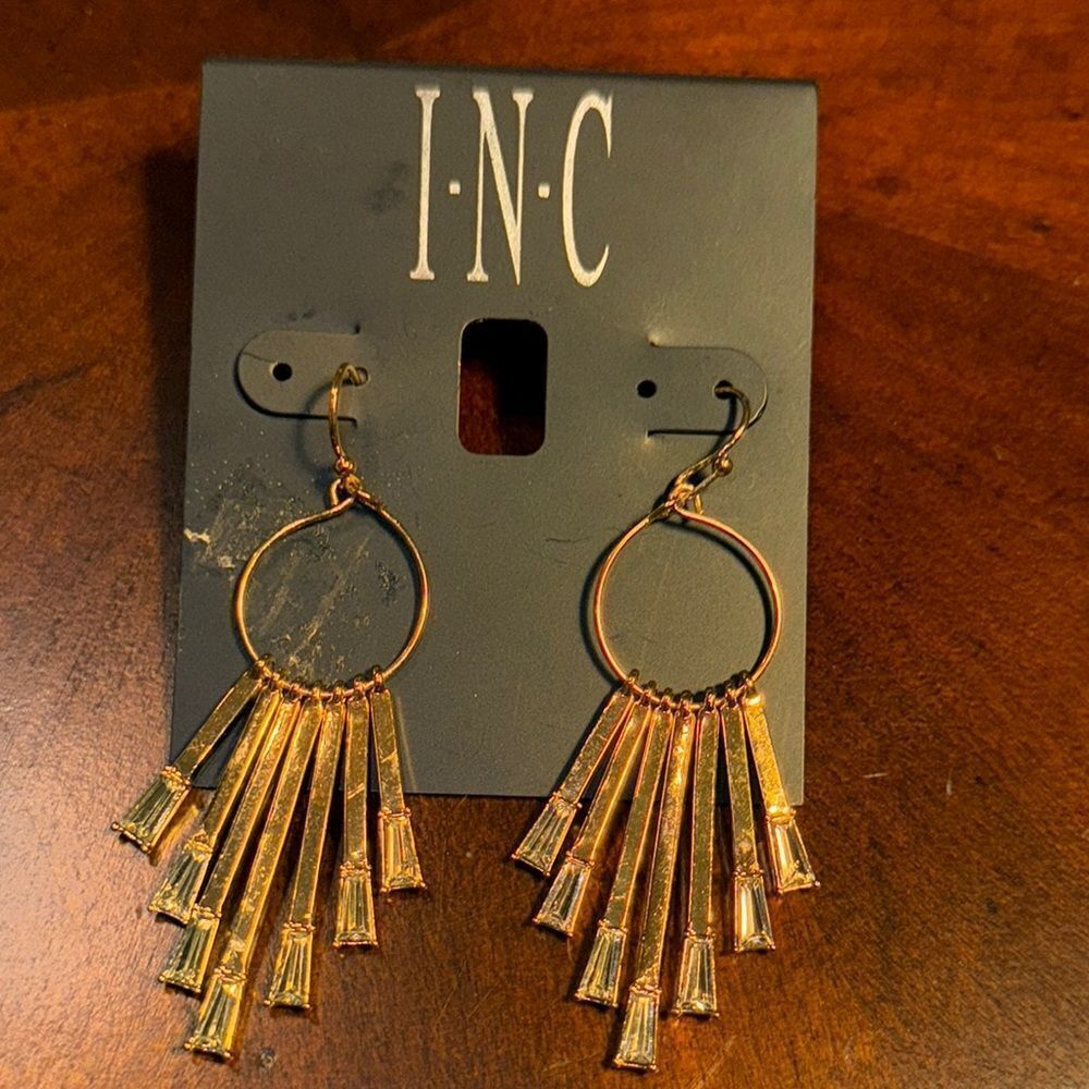 INC International Concepts Gold Geometric Fringe Earrings